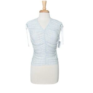 Open Edit Elegant White Ruched Women's Blouse Size Medium